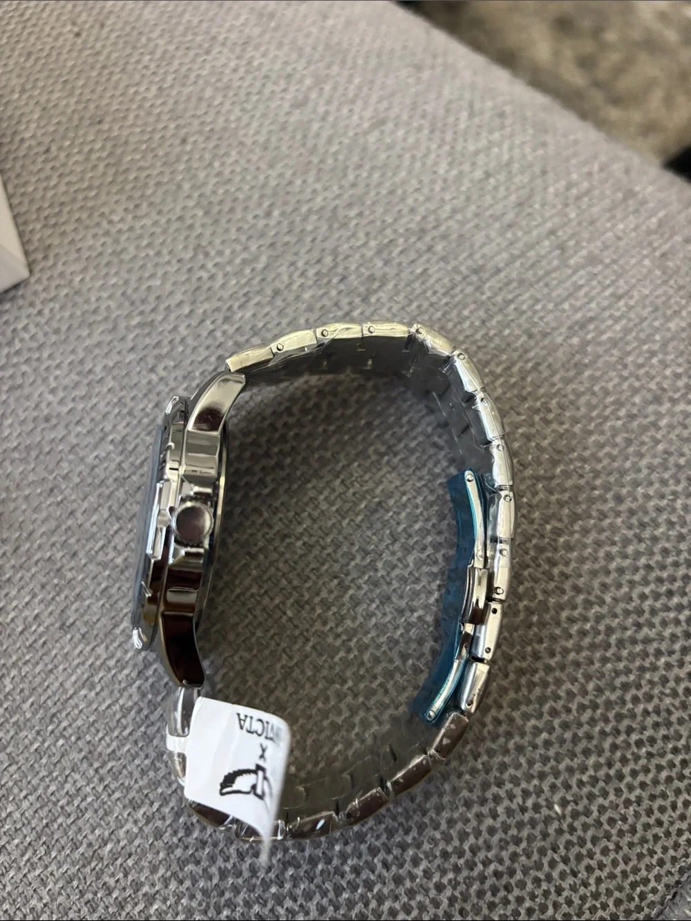 Invicta Silver Stainless Steel Watch with Blue Dial